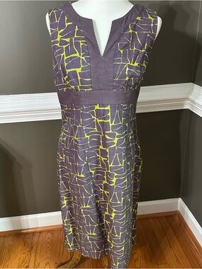 Boden Purple and Chartreuse Yellow Sleeveless Midi Sheath Dress